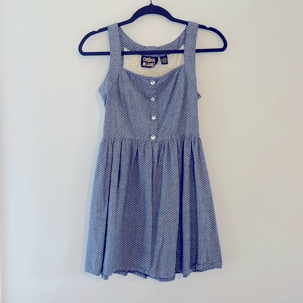 Derek Heart polka-dot dress with lace accent - size Small.